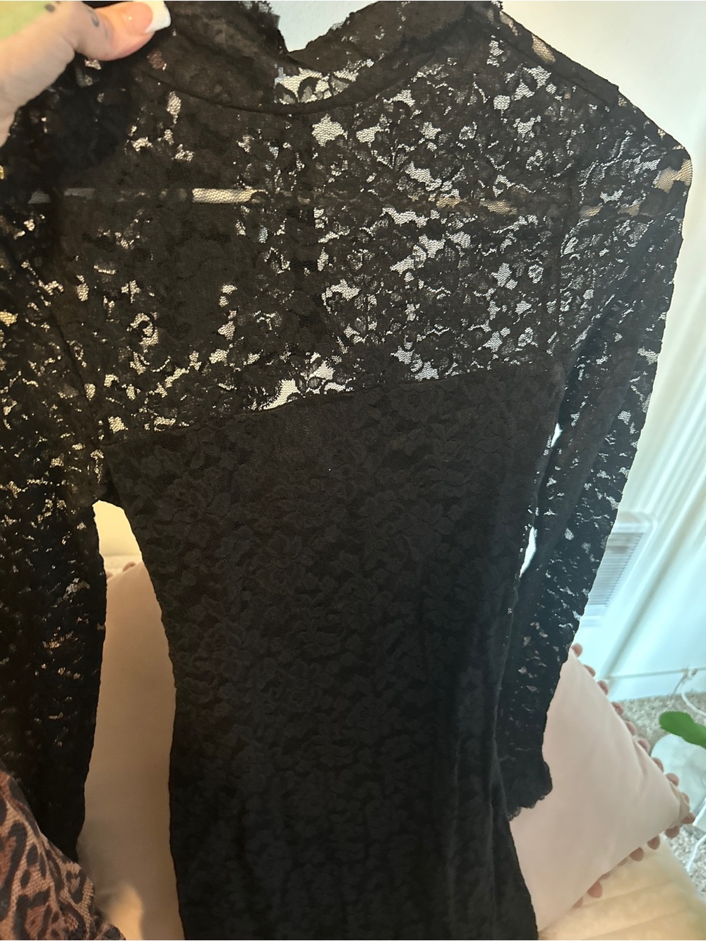 Fashion Nova Black Long-Sleeve Lace Bodycon Dress